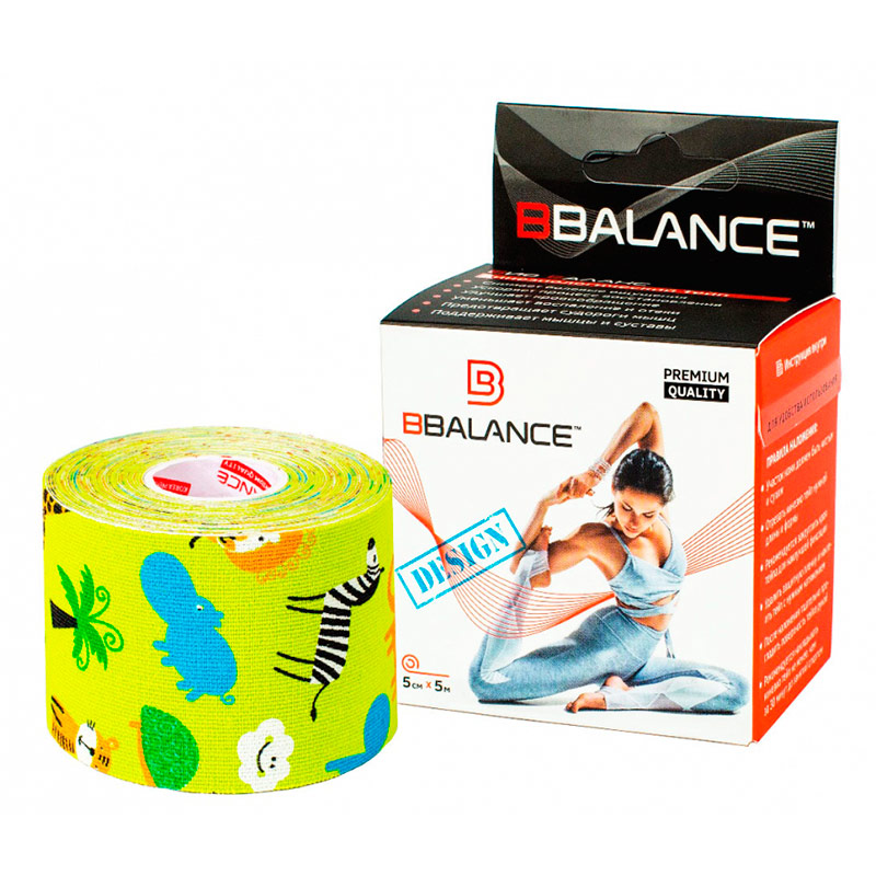 Кинезио тейп Bio Balance Tape 5см х 5м лайм/сафари